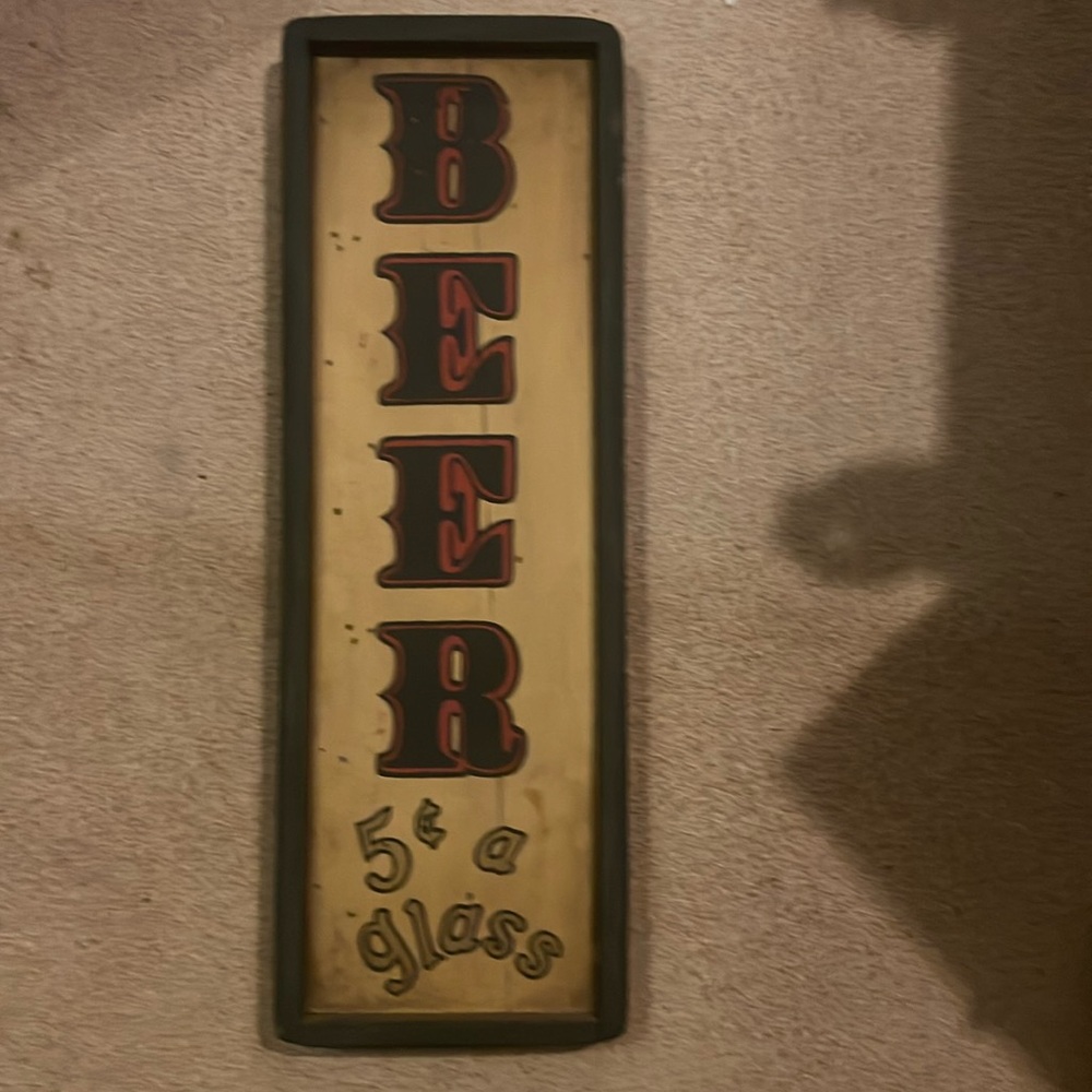 Vintage Collectible Hand Crafted Wooden Beer Sign